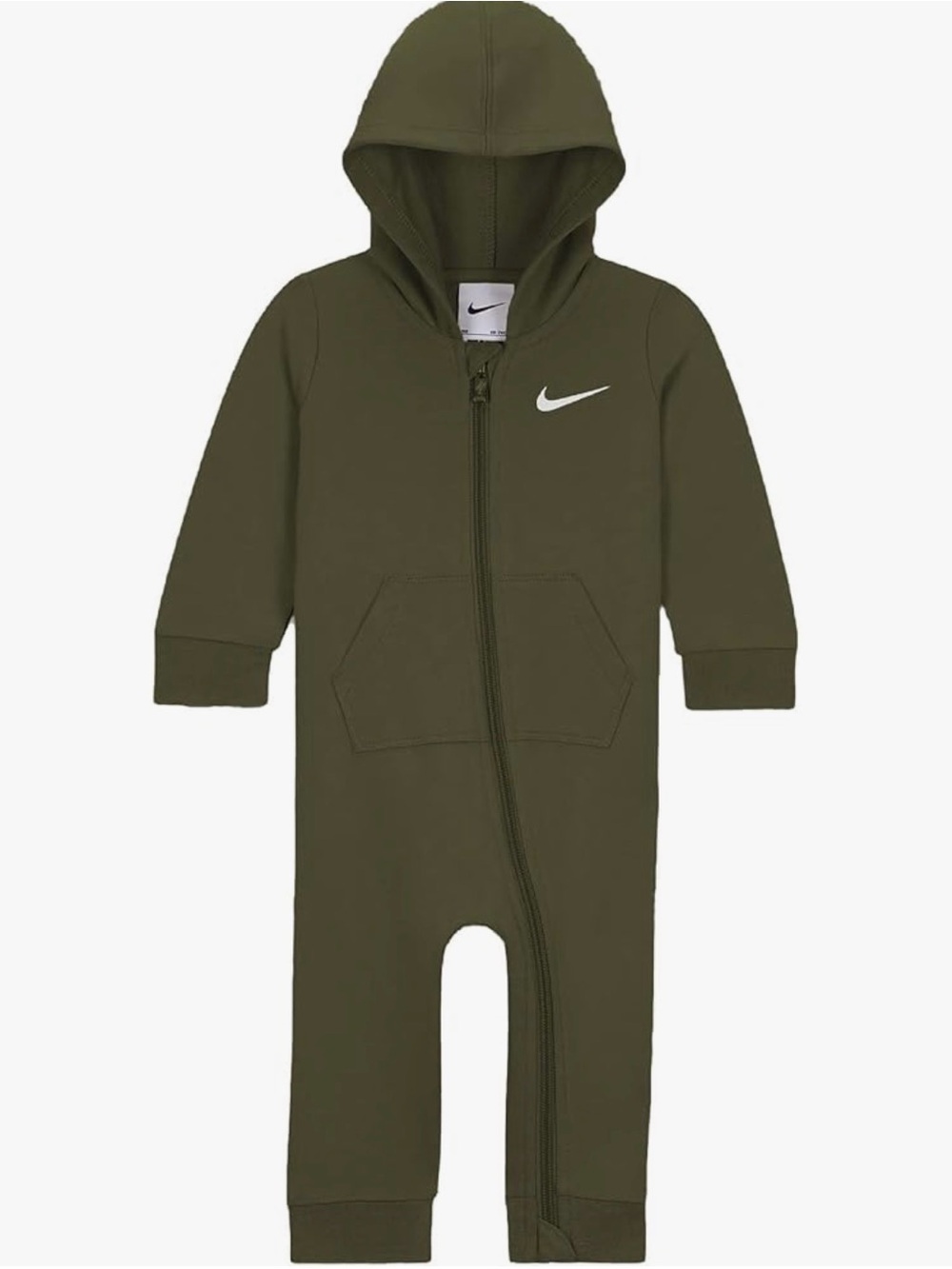 Nike Kids Olive Hooded Zip One-Piece Bodysuit